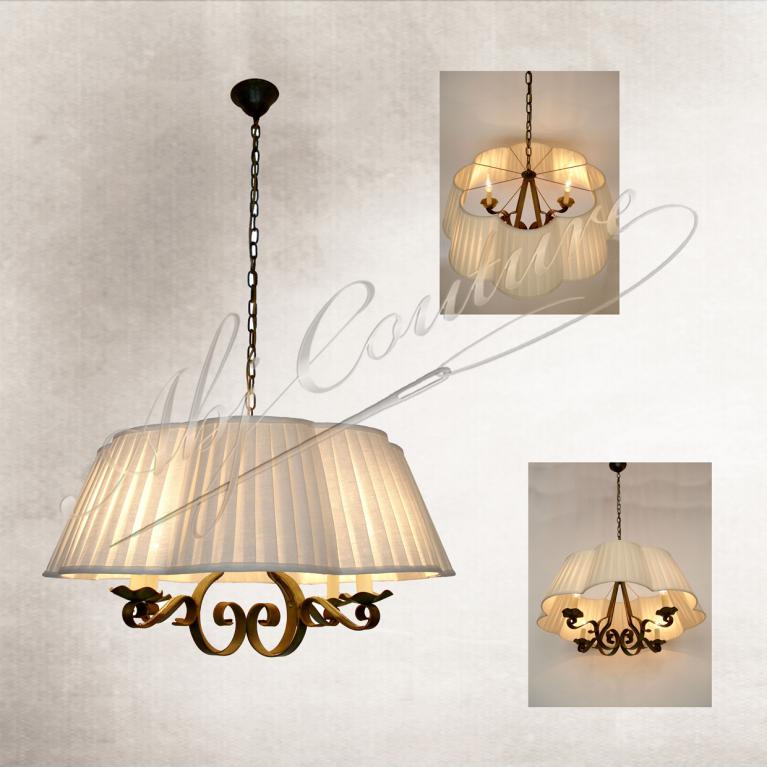 Abat-jour godrons plissé envoile de lin blanc doublé