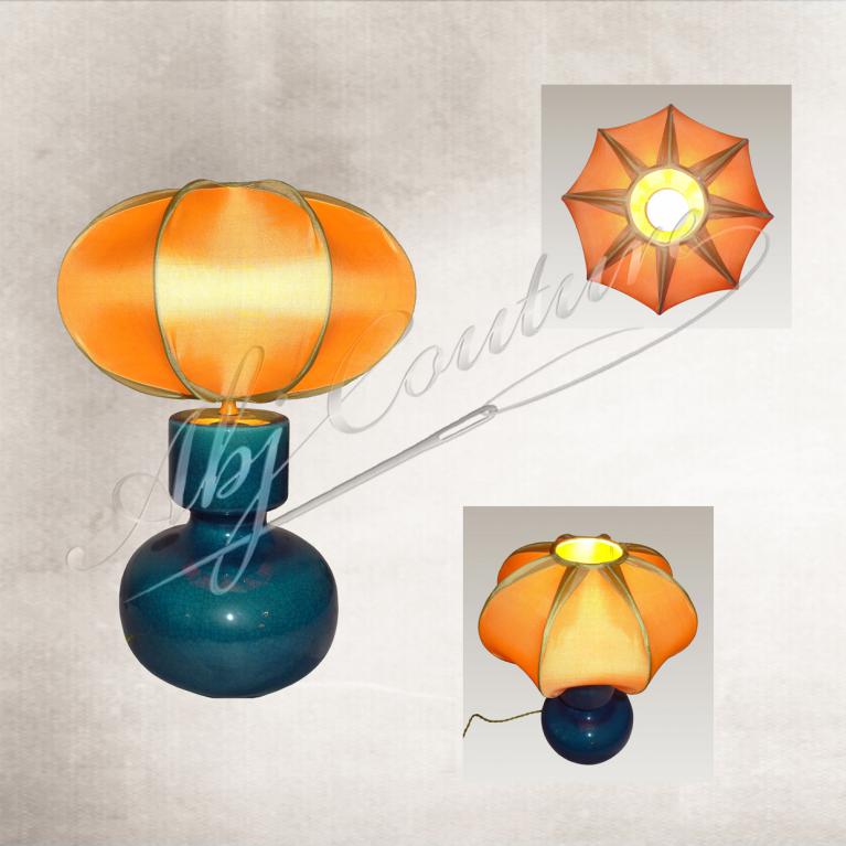 Abat-jour citrouille tendu en soie dorée