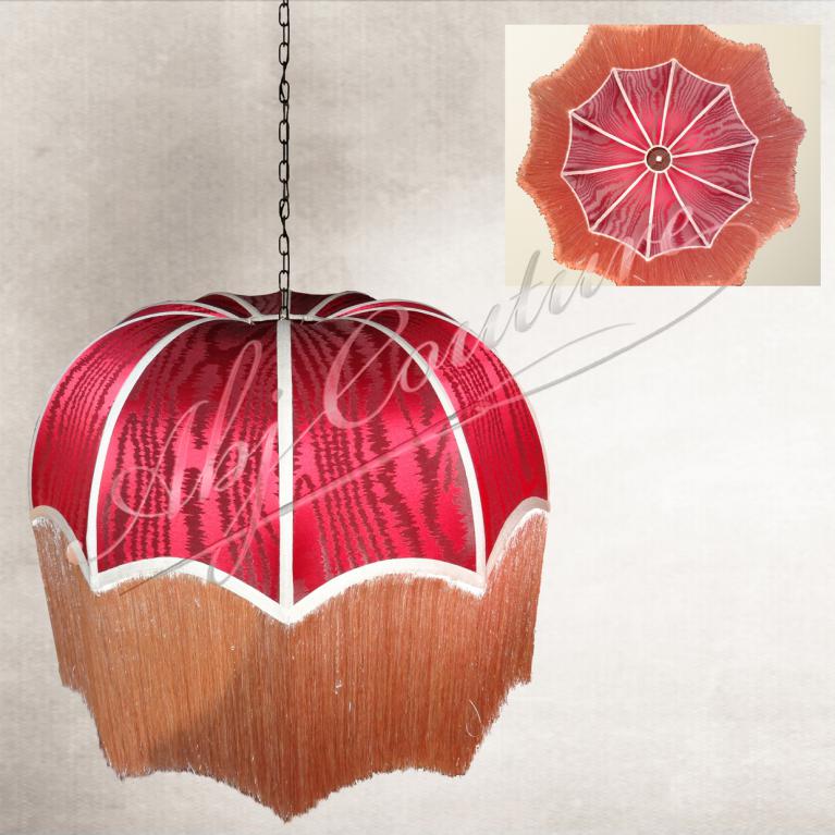 Abat-jour-festons-parapluie-tendu-bordage-galon-lin-passementerie-franges-dorées