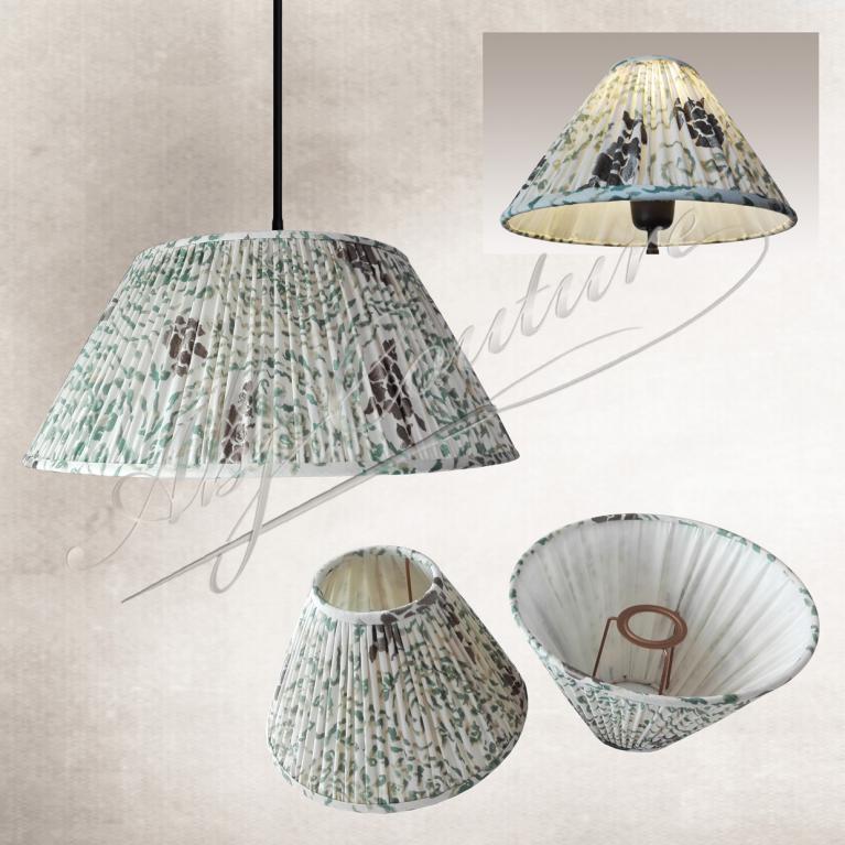 Abat-jour assortis pour suspension et lampes plissé fronces tissu client 