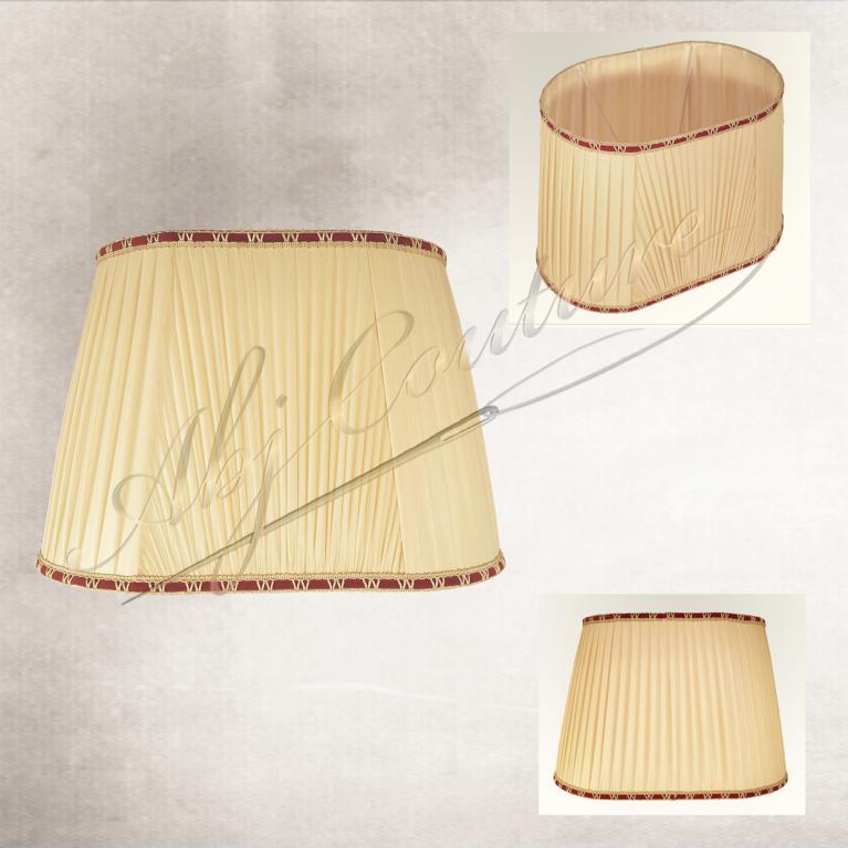 Abat-jour-droit-oval-plissé-éventail-froncé-soie-écru-doublure-blanc-cassé-galon-haut-bas