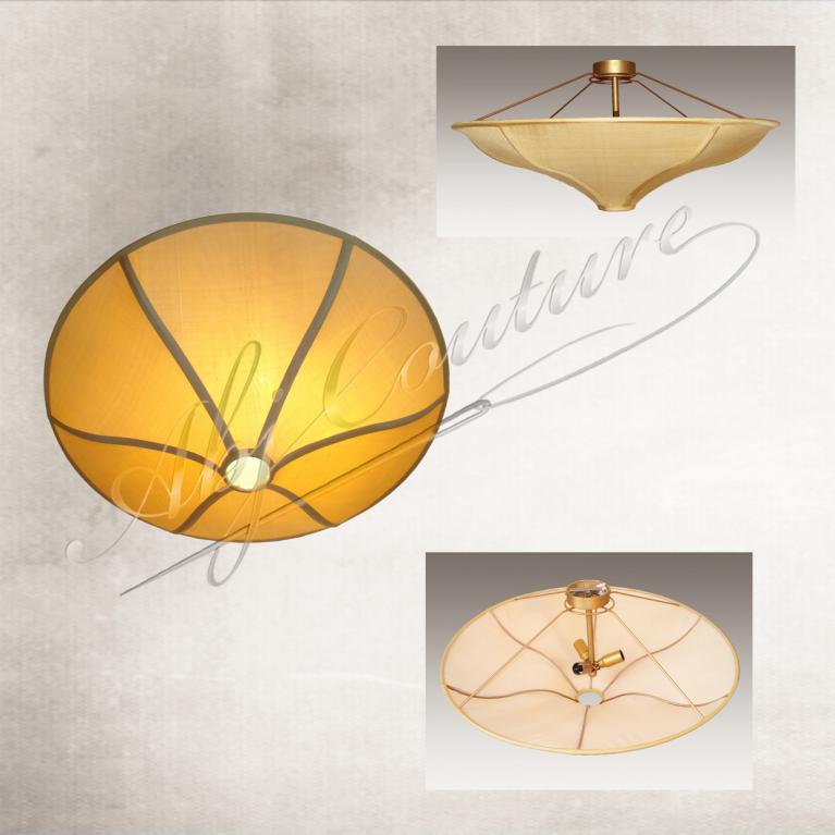 Abat-jour-plafonnier-tendu-soie-dorée-doublé-bordage-arêtes-soie identique