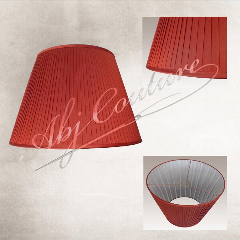 Abat-jour 45 cm plissé plis fins occultant en soie terracotta doublure blanche