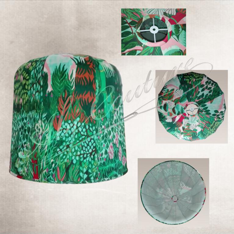 Abat-jour dôme cage tendu tissu client doublure écru