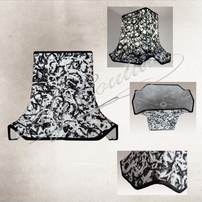 Abat-jour pagode rectangle tendu tissu client doublure blanche