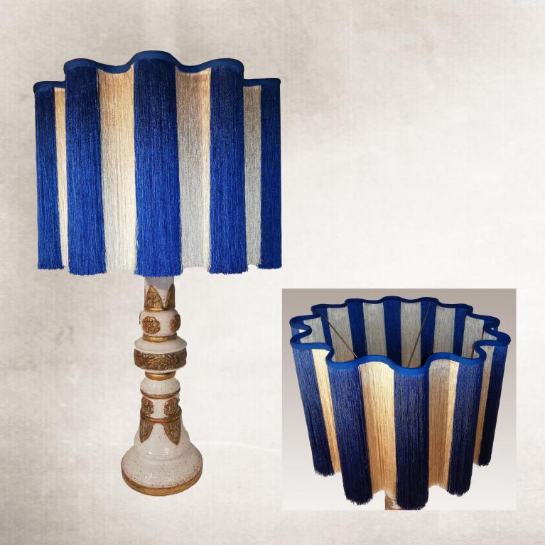 Abat-jour 65 cm alvéoles franges client bicolores