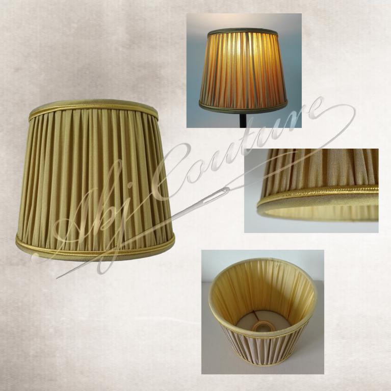 Abat-jour plissé fronces en soie avec galon soutache doré