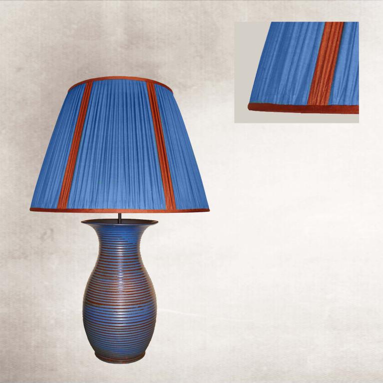 Abj fronces bicolore soie bleue et terracotta