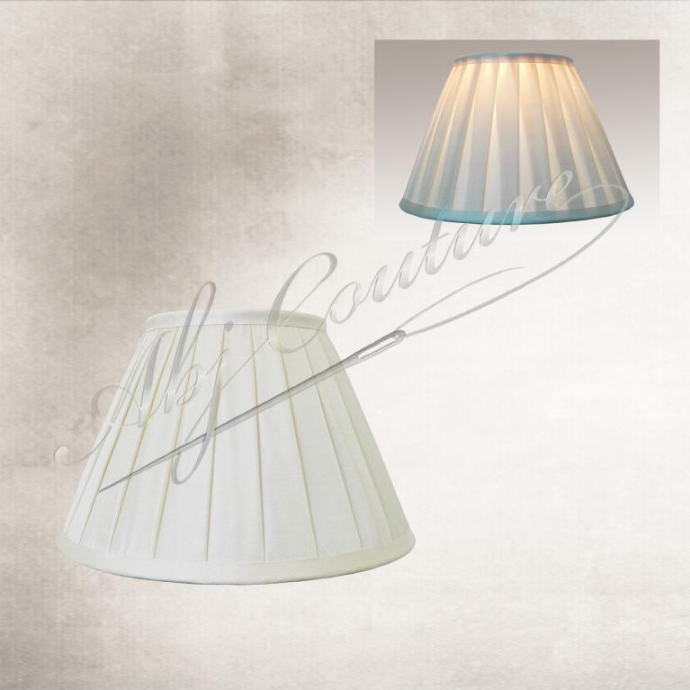 Abat-jour 20 cm pour lampe plissé en soie blanche doublure blanche