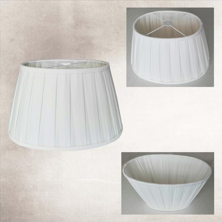 Abat-jour oval plissé plis Dior en lin blanc doublure blanche